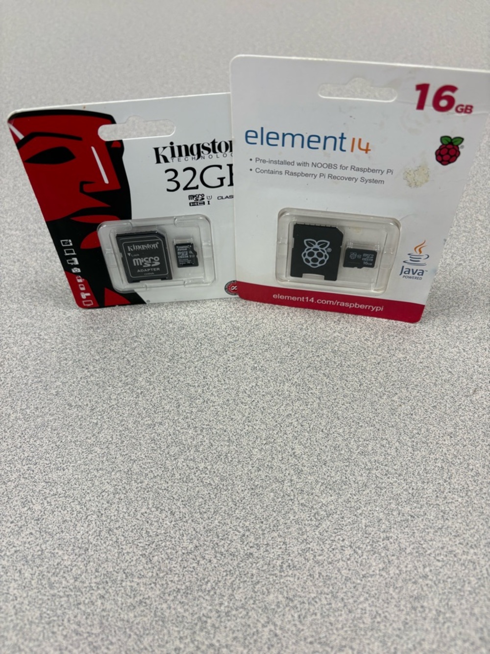 2× Brand new microSDHC Kingston and element14 Cards - 32GB & 16GB.